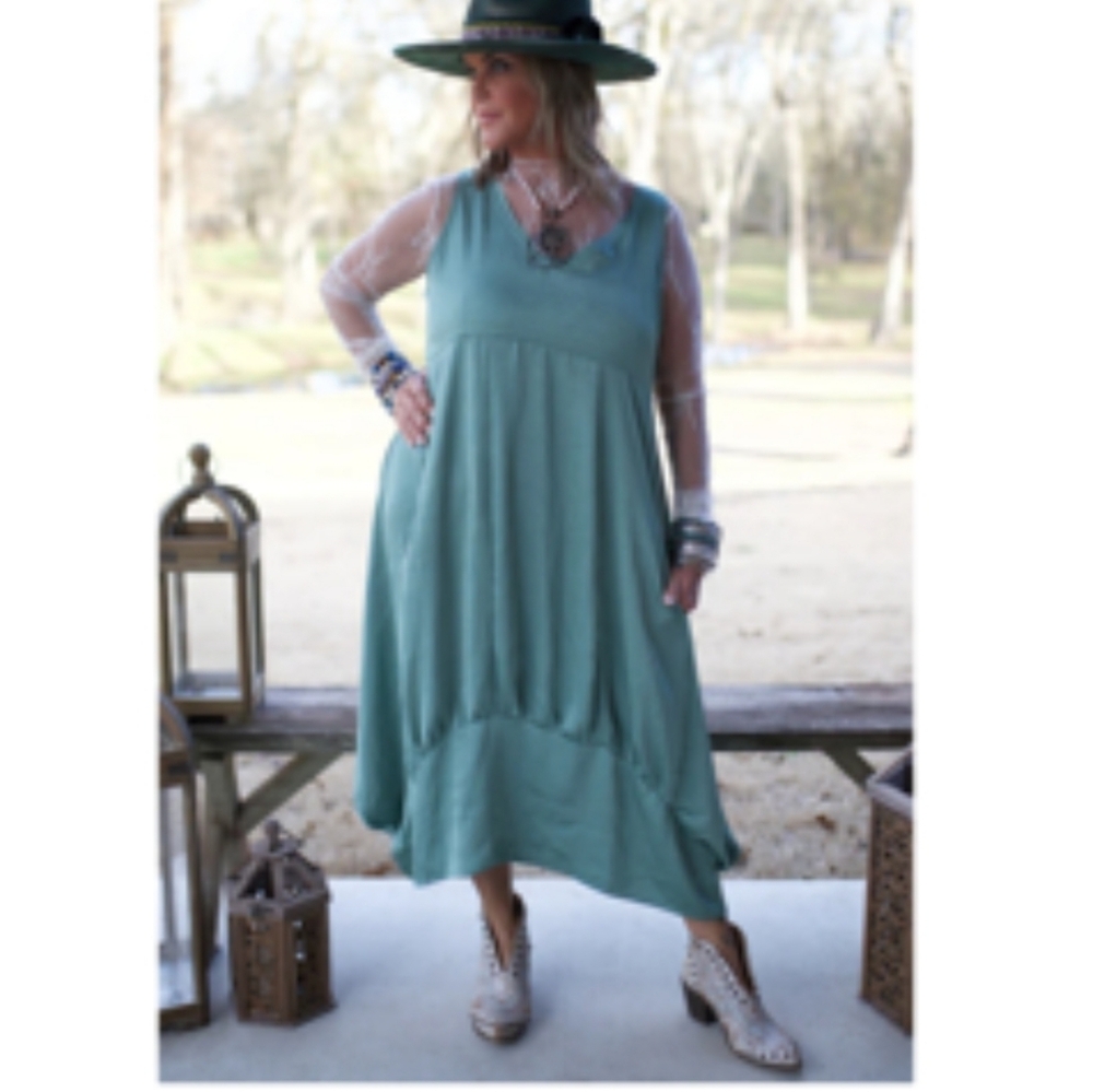 NWT! Jaded Gypsy In The Meadow Sage Dress S M L One/size